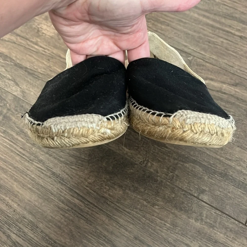 Tory Burch Black and Cream Espadrilles Size 8